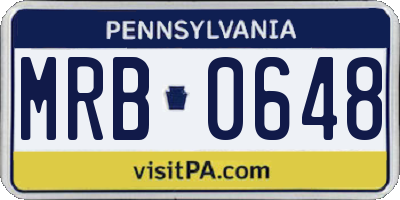 PA license plate MRB0648