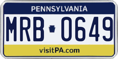 PA license plate MRB0649