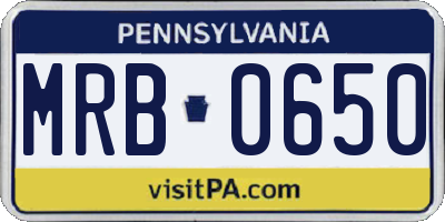 PA license plate MRB0650