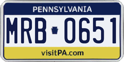 PA license plate MRB0651