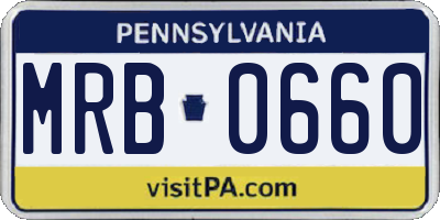 PA license plate MRB0660