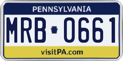 PA license plate MRB0661