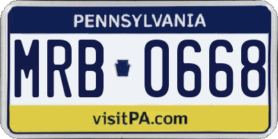 PA license plate MRB0668
