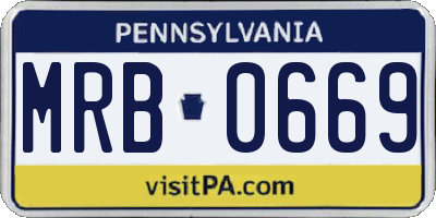 PA license plate MRB0669