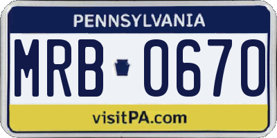 PA license plate MRB0670