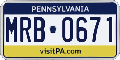 PA license plate MRB0671