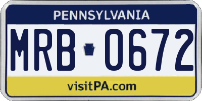 PA license plate MRB0672