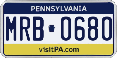 PA license plate MRB0680