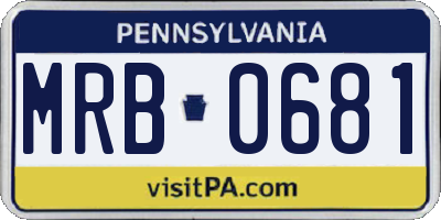 PA license plate MRB0681