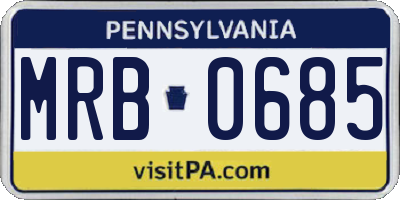 PA license plate MRB0685