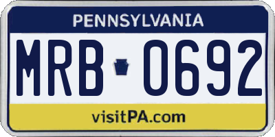 PA license plate MRB0692