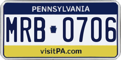 PA license plate MRB0706