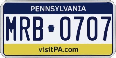 PA license plate MRB0707