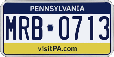 PA license plate MRB0713