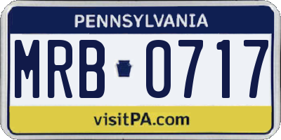 PA license plate MRB0717