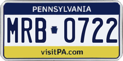 PA license plate MRB0722