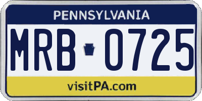 PA license plate MRB0725