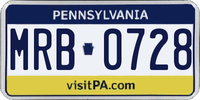 PA license plate MRB0728