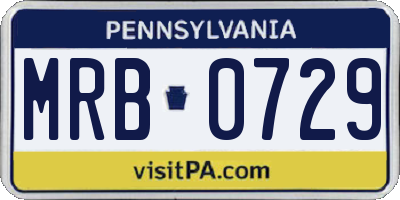 PA license plate MRB0729