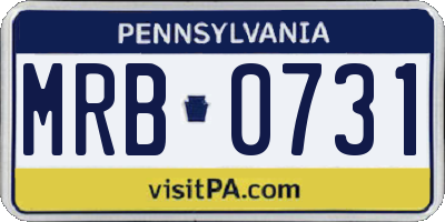 PA license plate MRB0731