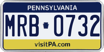 PA license plate MRB0732