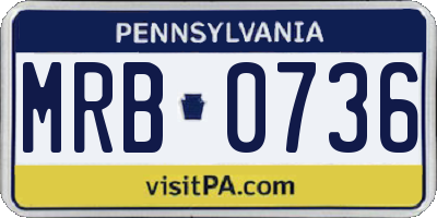 PA license plate MRB0736