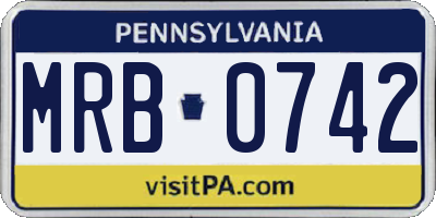 PA license plate MRB0742