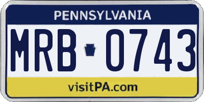 PA license plate MRB0743