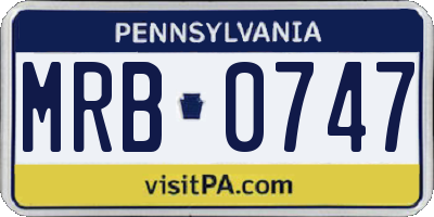 PA license plate MRB0747