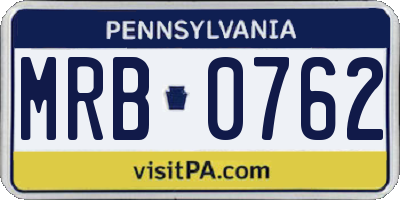 PA license plate MRB0762