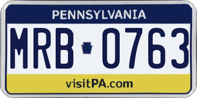 PA license plate MRB0763