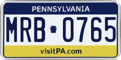 PA license plate MRB0765