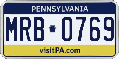 PA license plate MRB0769