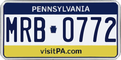 PA license plate MRB0772