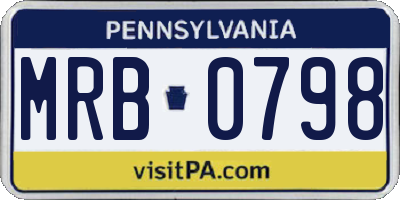 PA license plate MRB0798