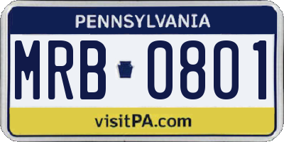 PA license plate MRB0801