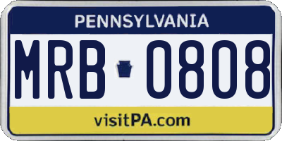 PA license plate MRB0808