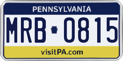 PA license plate MRB0815