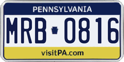 PA license plate MRB0816