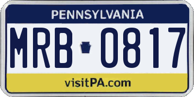 PA license plate MRB0817