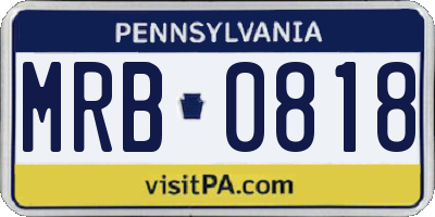 PA license plate MRB0818