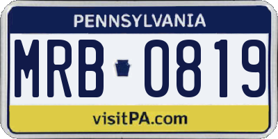 PA license plate MRB0819