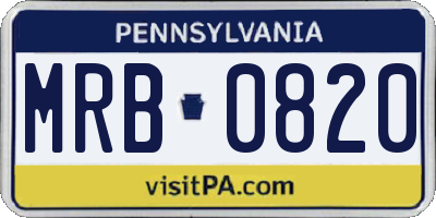 PA license plate MRB0820