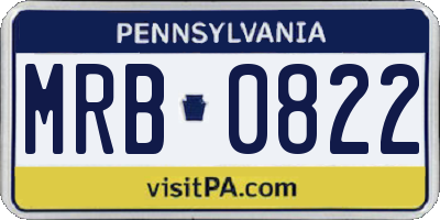 PA license plate MRB0822