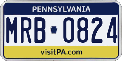 PA license plate MRB0824