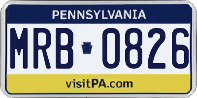 PA license plate MRB0826