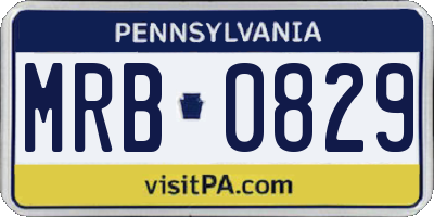 PA license plate MRB0829