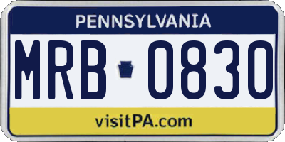 PA license plate MRB0830