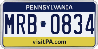 PA license plate MRB0834