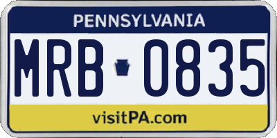 PA license plate MRB0835